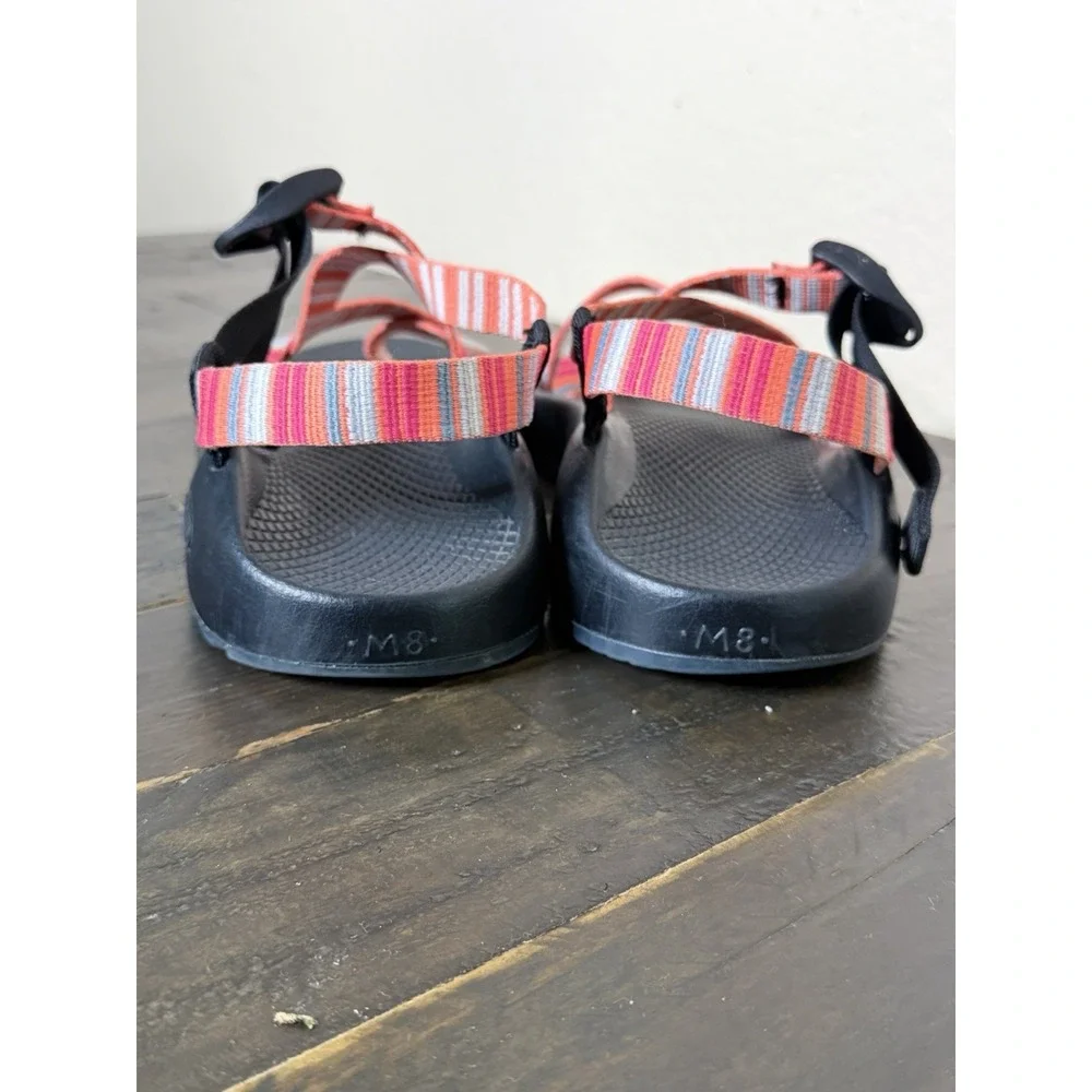 Chaco Z/Cloud Sport Sandals Men's Size 8 Coral Striped Hiking Comfort Outdoor